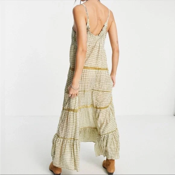 Free People Midnight Dance Print Maxi Dress In Gray Combo. NWT! Sz M - Picture 2 of 14